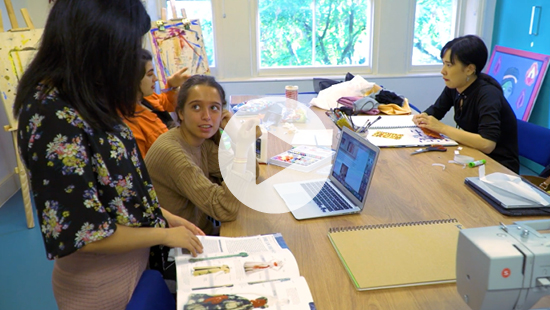 art students in a classroom